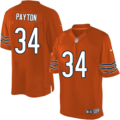 Men's Limited Walter Payton Nike Jersey Orange Alternate - #34 NFL Chicago Bears